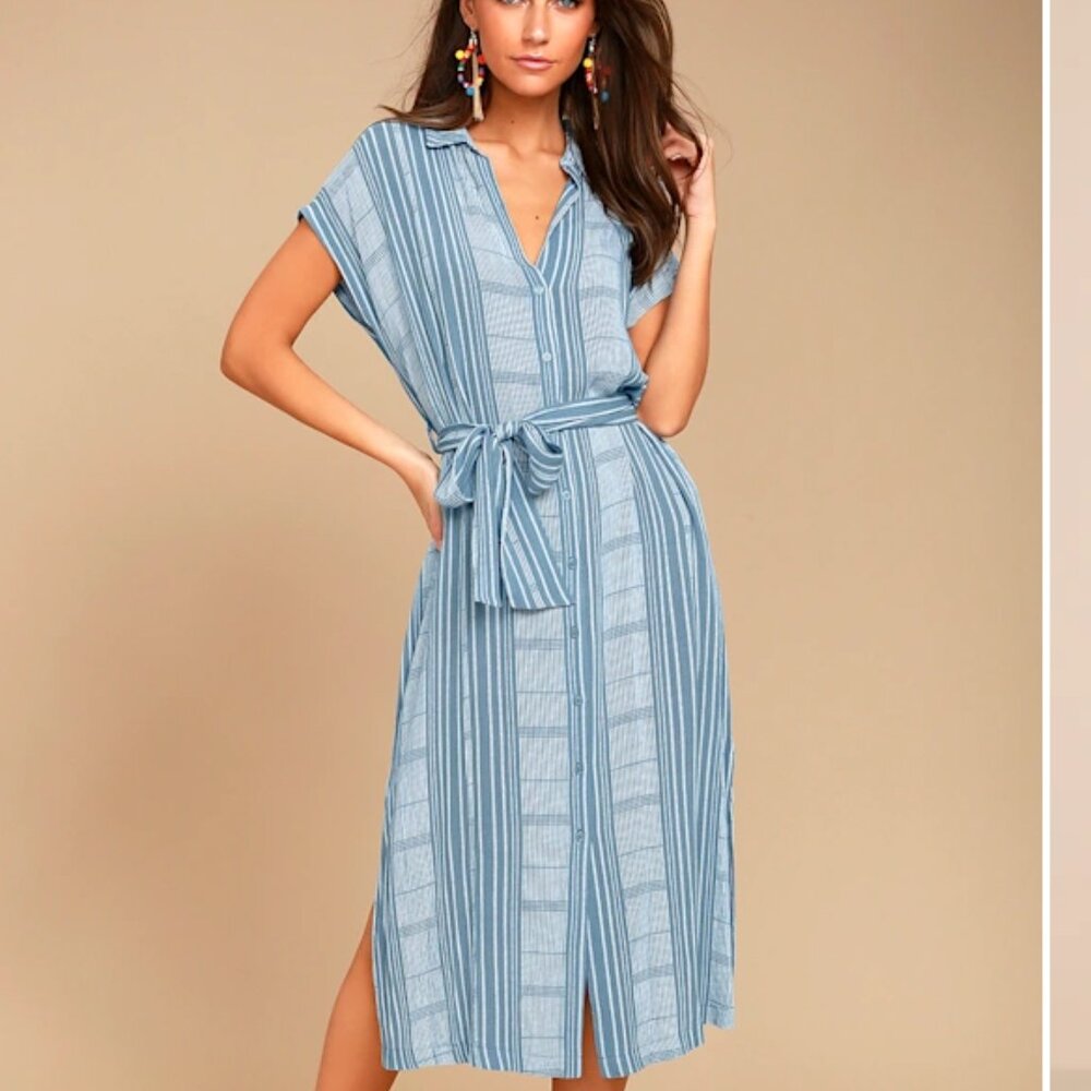 I'm the One Blue and White Striped Shirt Dress
